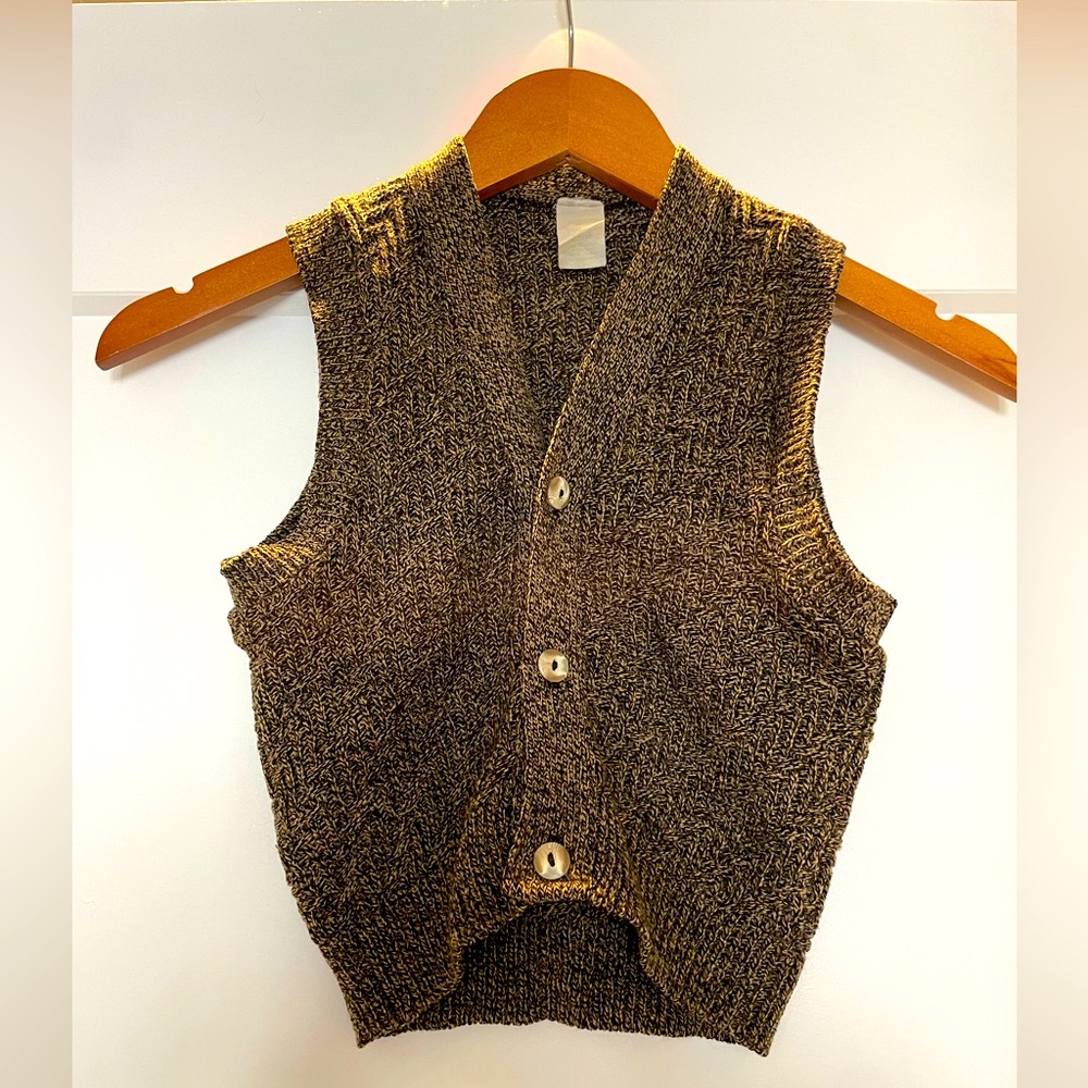 Vintage Brown Knit Button-Up Vest
